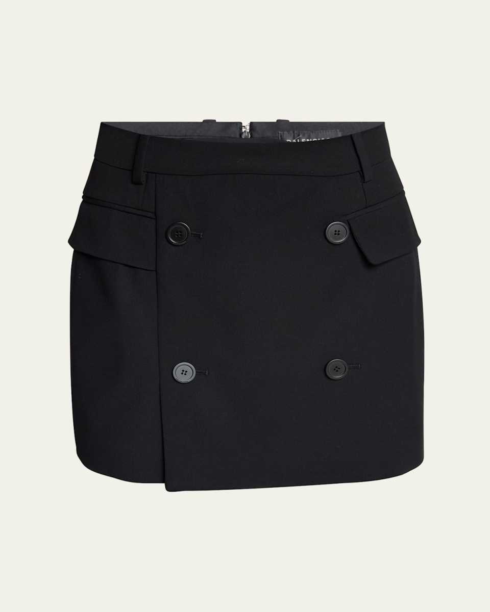 Double-Breasted Tailored Mini Skirt